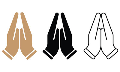 Praying hands icon vector set. Silhouette of Pray icons vector symbol. Vector illustration.