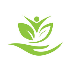 Green Nature Wellness outline colorful vector Icon – Nature Care, Holistic Health, Eco Support.