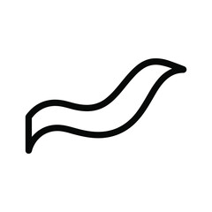 Simple black outline of a flowing wavy curve, resembling a ribbon or toothpaste, isolated on