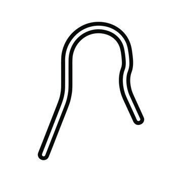 Outline illustration of an rclip or cotter pin, a mechanical fastener, isolated on