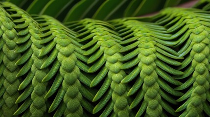 Close-Up of Vibrant Green Leaves Showcasing Unique Texture and Pattern in Nature's Design, Offering a Rich Visual Experience of Foliage Details