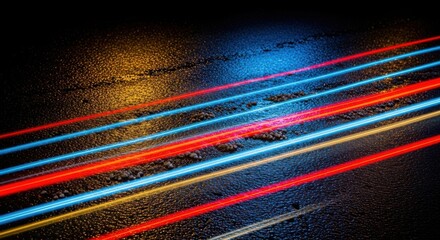 Dynamic light trails on dark textured background with glowing lines