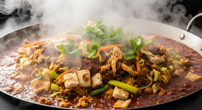 Steaming Sri Lankan Chicken Kottu &ndash; Hyperrealistic Street-Food Style Photography