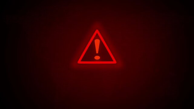 Digital warning alert system corrupt error message red triangle exclamation mark glitch effect