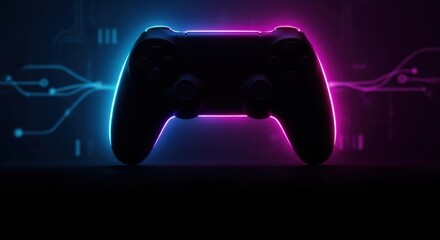 Futuristic Video Game Controller with Neon Lights