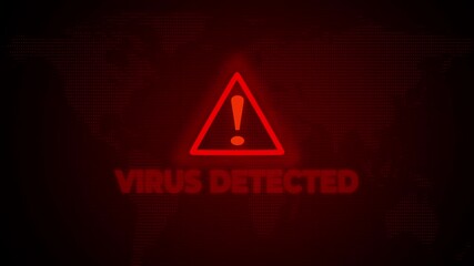 Red alert virus detected warning symbol on digital world map background cybersecurity threat - Powered by Adobe