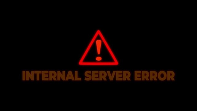Internal server error warning alert with exclamation mark in triangle on black background digital