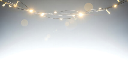 Softly glowing string lights create a warm and festive atmosphere with bokeh effect