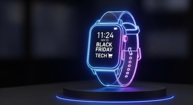 Futuristic Neon Smartwatch Black Friday Tech Deal