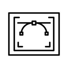 Obraz premium Vector bezier curve path with anchor points and handles for graphic design software interface