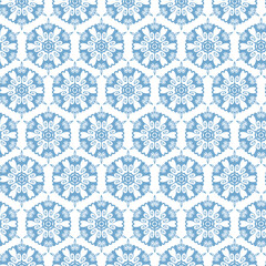 Fototapeta premium Winter seamless pattern with snowflakes, holiday background. Vector illustration for fabric, textile wallpaper, posters, gift wrapping paper. Christmas vector illustration. Falling snow.