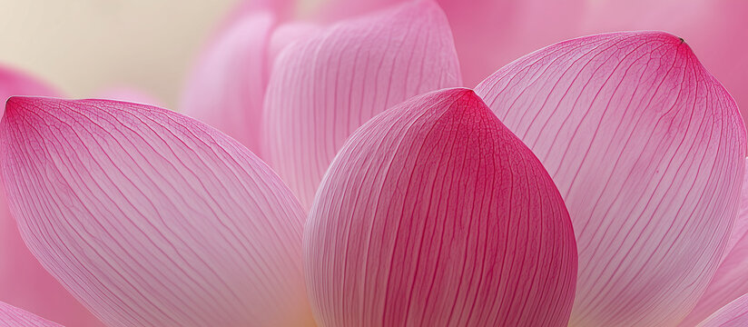 Close-up of delicate pink lotus petals with visible veins, symbolizing purity and grace