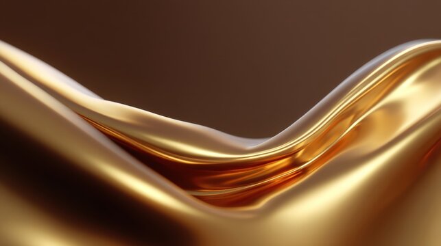 Luxurious golden silk wave creating a smooth and elegant texture with warm tones, ideal for backgrounds, designs, or artistic compositions in various contexts