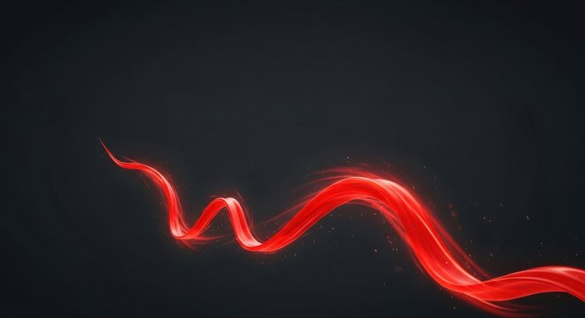 Dynamic red light trail with glowing sparks on dark background - Powered by Adobe
