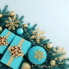 christmas tree and gifts with copy space