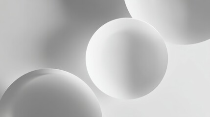 Abstract composition of white spheres on a light background creating a minimalist and modern aesthetic for interior design or product display