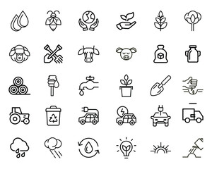 Agriculture icon set collection in outline style, suitable for web and print design vector .