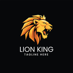 Majestic lion head with a flowing mane in a circular emblem, symbolizing strength, leadership, or royalty Vector logo template