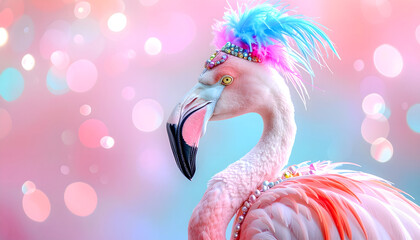 pink flamingo on festive background