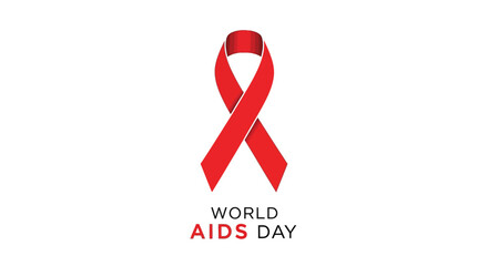Red ribbon symbol for world aids day awareness campaign isolated on white background
