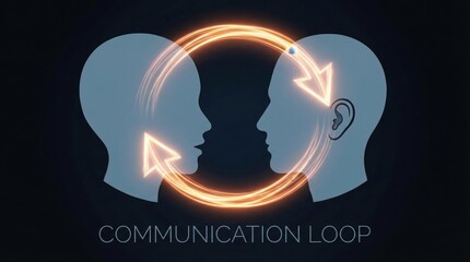 Communicative Loop: A symbolic illustration showcasing the interplay of communication between two individuals, visualized through circular connection lines and the essence of message transmission.