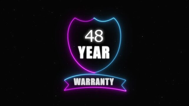 neon 48 year warranty concept on the transparent background. Badges Design Animation Motion graphics of warranty idea. Warranty Stamp Imprint Seal Template. Round Rubber Stamp with , 4k video 