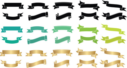 Vintage Ribbon Banners Set &ndash; Decorative Labels, Retro Scrolls, Award Borders Collection