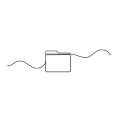Obraz premium File folder, continuous one-line drawing, minimalist outline vector illustration 