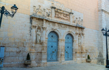 Entrance to the old church, in l'Olleria village, in La Vall d'Albaida, Comunidad Valenciana (Spain) 