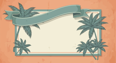 Retro tropical frame with palm trees and banner for summer themed design © Telo