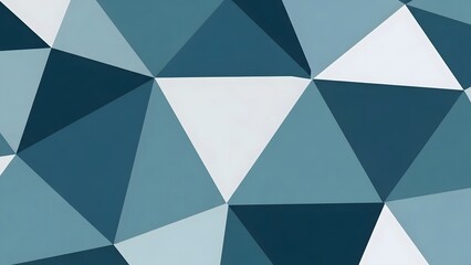 Abstract Geometric Pattern with Blue and Gray Triangles on White Background