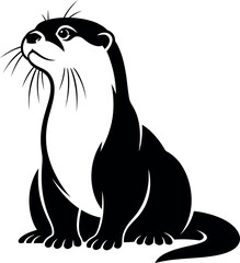 Obraz premium Black and white illustration of a cute otter