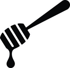 Honey dipper icon with dripping honey drop, sweet food symbol.