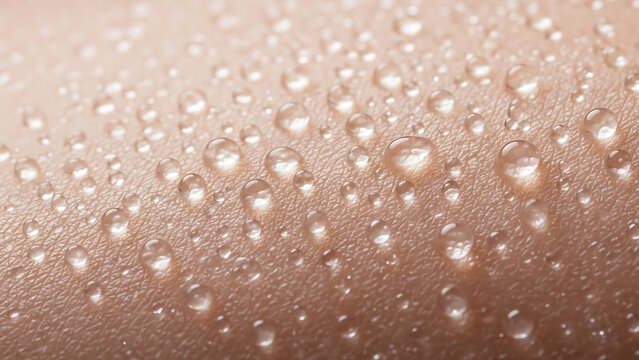 Water droplets on a smooth surface creating a glistening effect. - Powered by Adobe