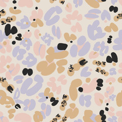Soft abstract floral seamless pattern with pastel shapes and bold accents. The blurred petal-like forms create a gentle floral rhythm. This modern print works perfectly for textiles, packaging