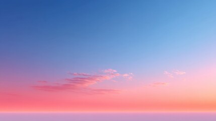 Fototapeta premium Serene Sunset Sky with Soft Hues of Pink, Orange and Blue Reflecting Over Calm Horizon at Dusk in a Tranquil Environment