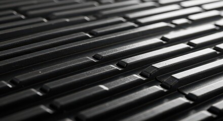 Abstract close-up of repeating metallic geometry. Shiny silver surface showing industrial texture and continuous pattern, steel, surface, backdrop