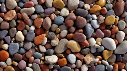 Colorful Smooth Pebbles and Stones Collection for Nature Backgrounds, Textures, Crafts, and Decorative Uses in Various Art Projects and Designs