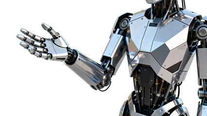 Futuristic robot arm showcasing advanced robotics design and motion in a neutral background environment made for technology themes