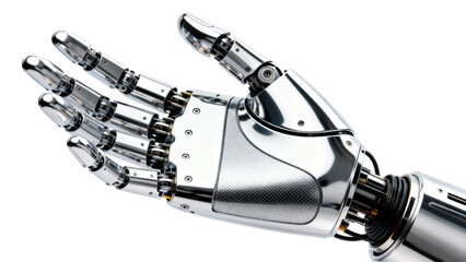 Advanced robotic hand with metallic fingers showcasing intricate design and functionality at innovation lab