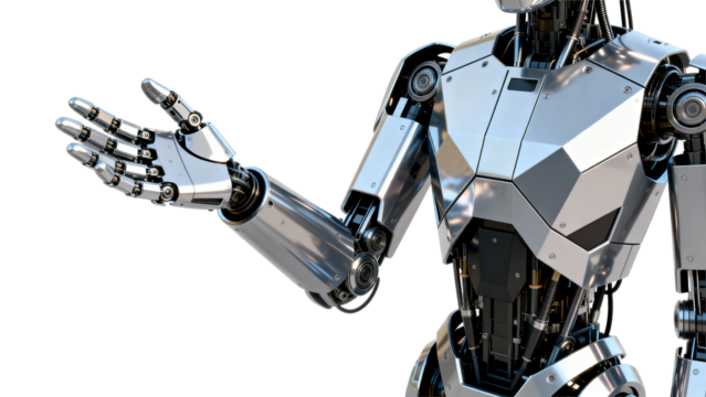 Futuristic robot arm showcasing advanced robotics design and motion in a neutral background environment made for technology themes - Powered by Adobe