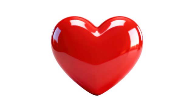 Bright red heart symbol representing love and affection in a simple design