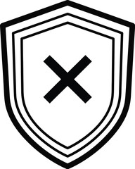 Obraz premium Shield with a cross symbol indicating rejection or error