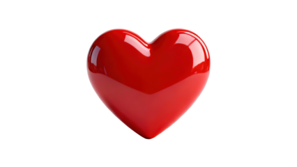 Shiny red heart icon symbolizing love and affection in a simple, clean design