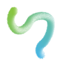 Abstract S shaped gradient form with spiky texture, transitioning from green to blue, isolated on transparent background