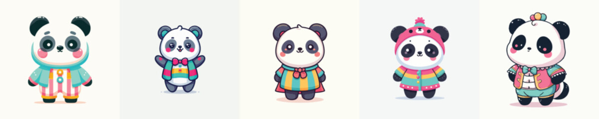cute panda vector in cute costume