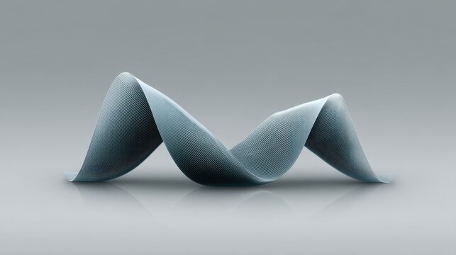 Elegant blue twisting ribbon on a smooth gray background showcasing fluid dynamics and contemporary design in abstract art form - Powered by Adobe