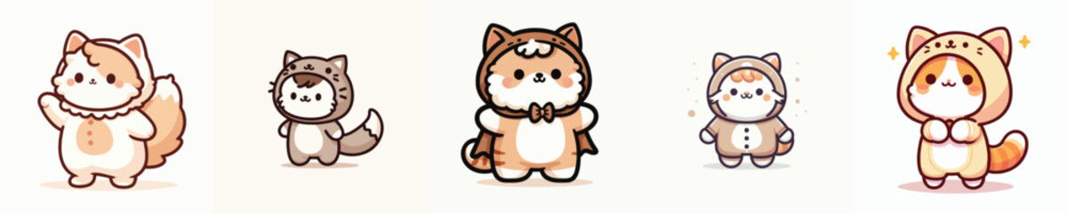 cute cat vector in cute costume