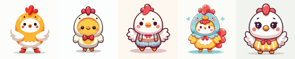 cute chicken vector in cute costume
