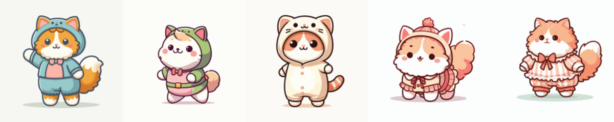 cute cat vector in cute costume